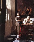 Lady Writing a Letter with Her Maid ar VERMEER VAN DELFT, Jan